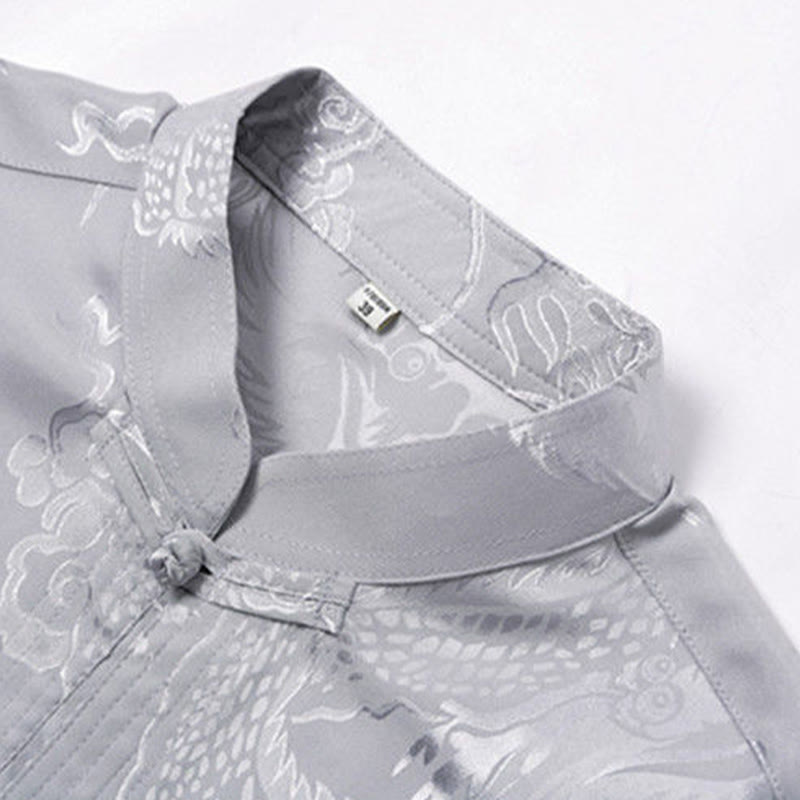 Buddha Stones 2Pcs Tang Suit Dragon Frog-Button Men's Long Sleeve Shirt Pants Clothing Set - image 10