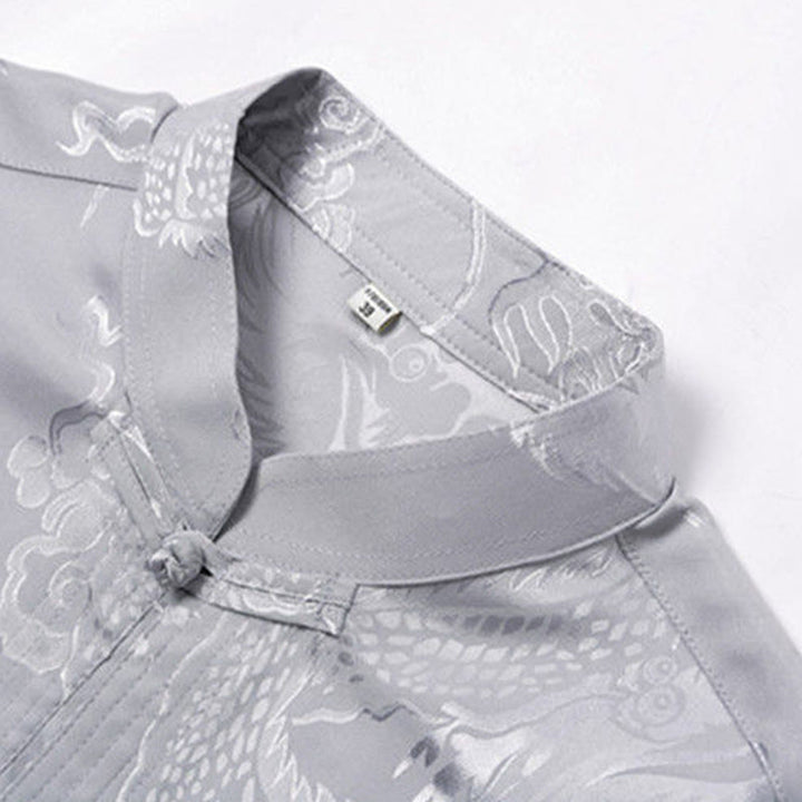 Buddha Stones 2Pcs Tang Suit Dragon Frog-Button Men's Long Sleeve Shirt Pants Clothing Set - image 10