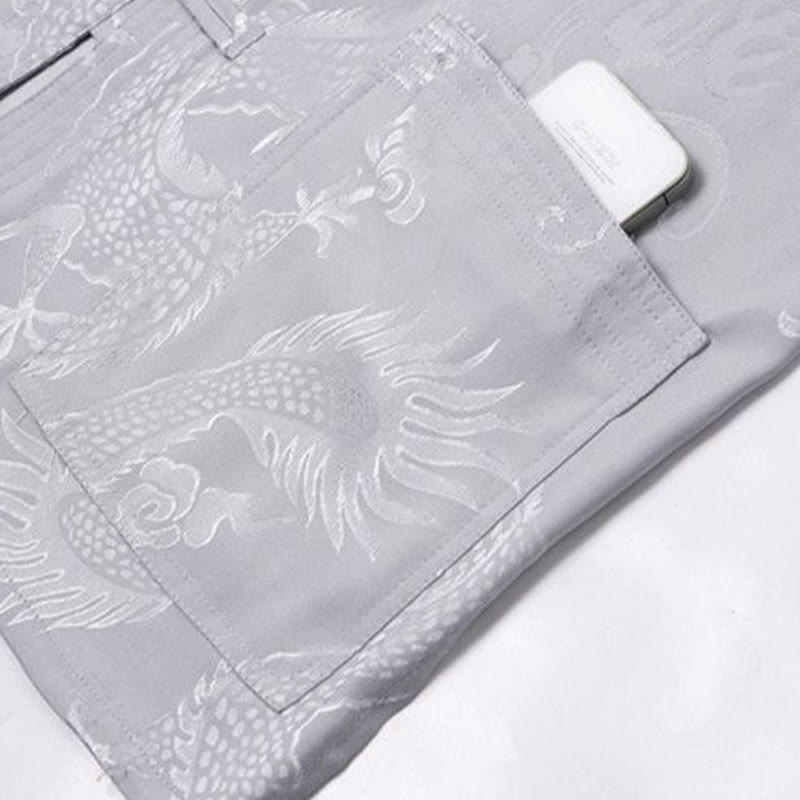 Buddha Stones 2Pcs Tang Suit Dragon Frog-Button Men's Long Sleeve Shirt Pants Clothing Set - image 12