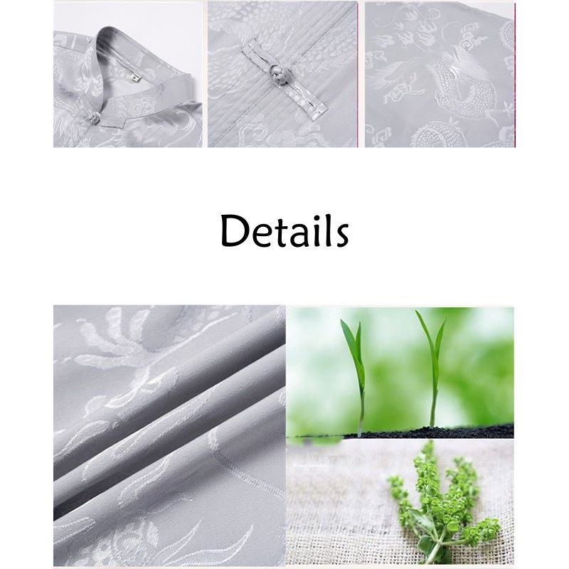 Buddha Stones 2Pcs Tang Suit Dragon Frog-Button Men's Long Sleeve Shirt Pants Clothing Set - image 15