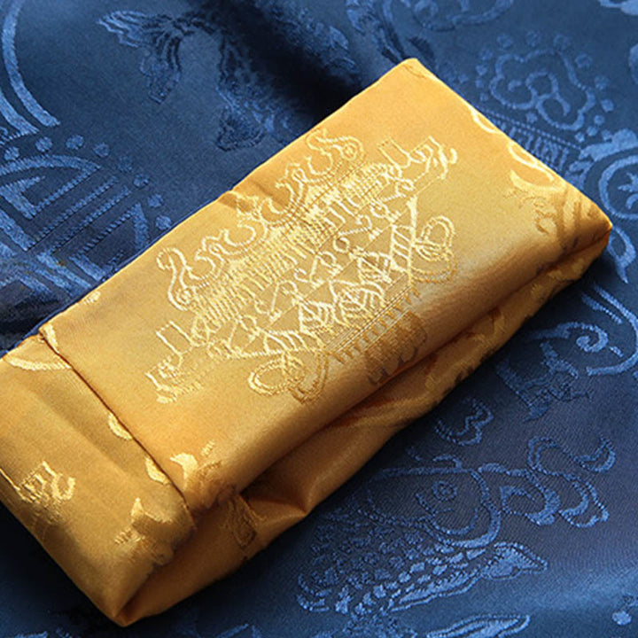 Buddha Stones 2Pcs Men's Tang Suit Koi Fish Pattern Frog-Button Long Sleeve Shirt Pants Set - image 15