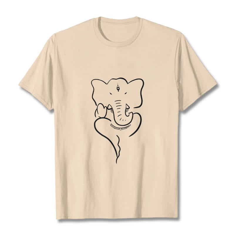 Buddha Stones Ganesh Elephant Sketch Pattern Tee T-shirt - Bisque - 2XL - image 9