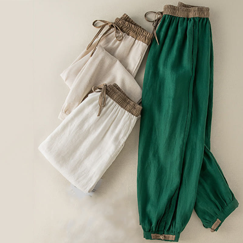 Buddha Stones Plain Cotton Drawstring Women's Harem Pants With Pockets - image 9