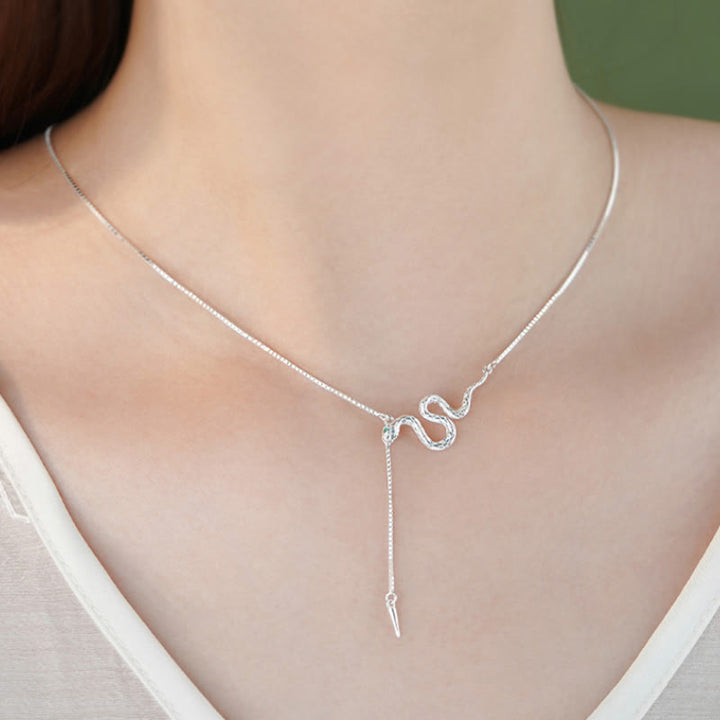 Buddha Stones 925 Sterling Silver Year of the Snake Balance Necklace Pendant Earrings Set - image 3