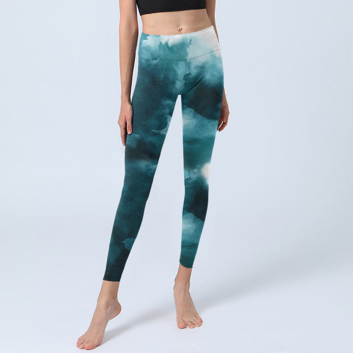 Buddha Stones Dark Green Cloud Gym Leggings Women's Yoga Pants - image 6