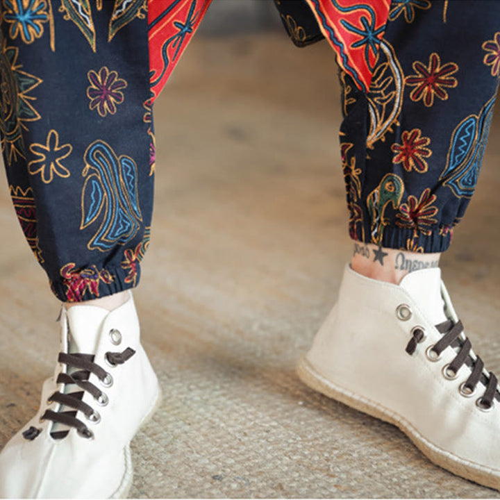 Buddha Stones Colorful Camel Figure Pattern Cotton Men's Harem Pants With Pockets - image 10