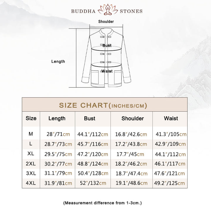 Buddha Stones Dragon Embroidery Frog-button Polyester Men's Jacket Shirt Clothing With Pockets - image 5