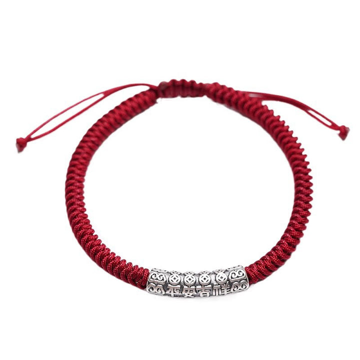 Buddha Stones Handmade 999 Sterling Silver Peace and Good Fortune Om Mani Padme Hum LuckĀ Rope Bracelet - image 14