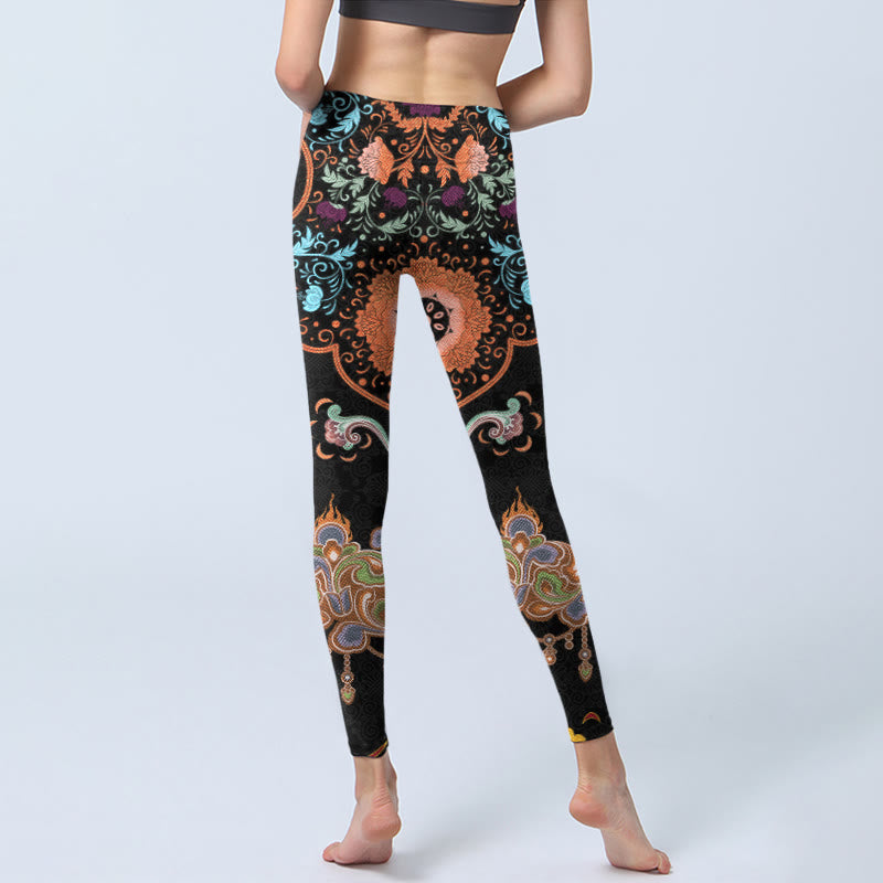 Buddha Stones Mandala Auspicious Clouds Print Gym Leggings Women's Yoga Pants - image 7
