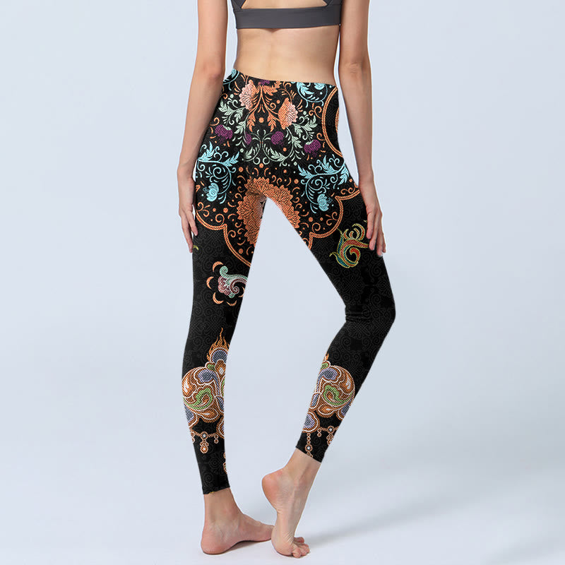 Buddha Stones Mandala Auspicious Clouds Print Gym Leggings Women's Yoga Pants - image 5