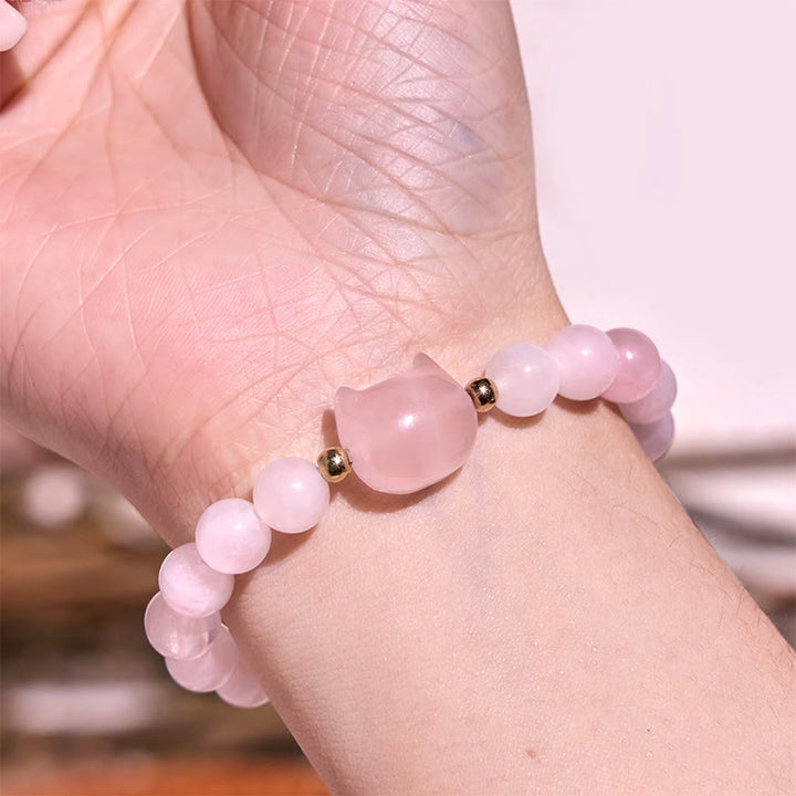 Buddha Stones Amethyst Green Aventurine Rose Quartz Fluorite Cat Head Balance Luck Bracelet - image 13