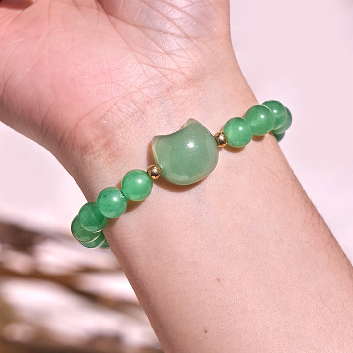 Buddha Stones Amethyst Green Aventurine Rose Quartz Fluorite Cat Head Balance Luck Bracelet - image 9