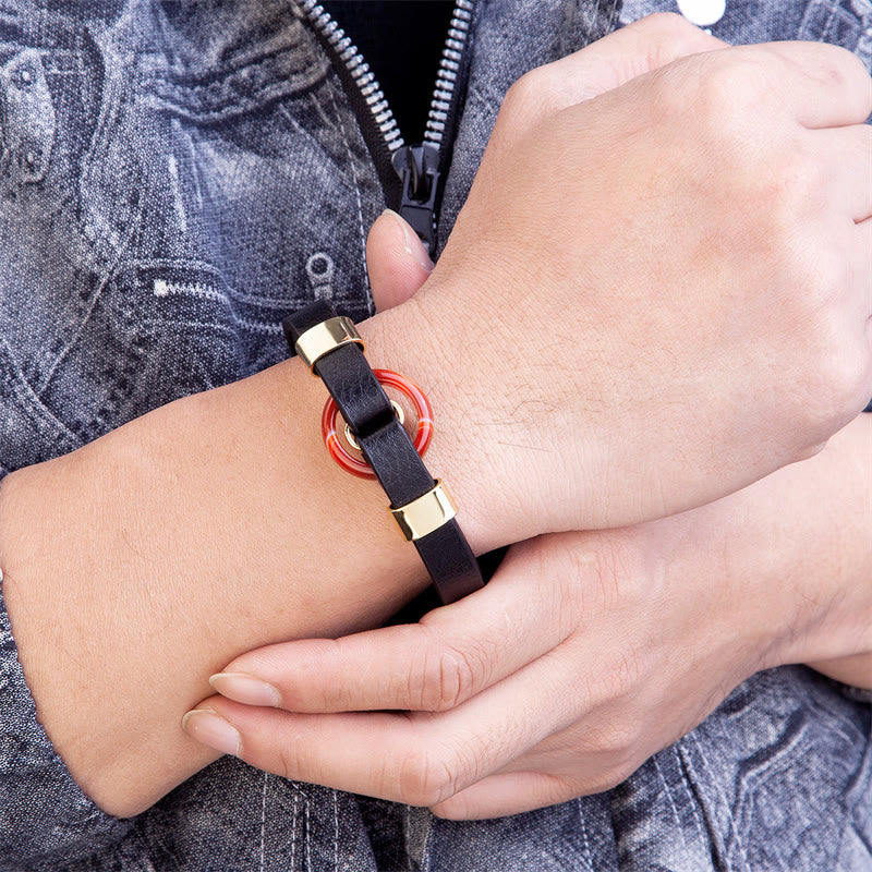 Buddha Stones Round Green Aventurine Black Onyx Hematite Agate Rose Quartz Stone Balance Leather Magnetic Buckle Bracelet - image 16