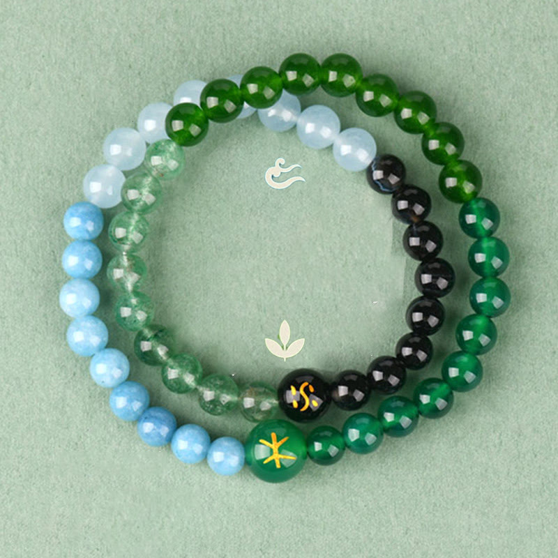 Buddha Stones Five Elements Various Agate Crystal Pearl Black Onyx White Agate White Crystal Luck Bracelet