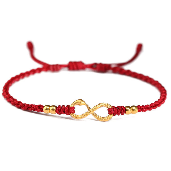 Buddha Stones 999 Gold Year of the Snake Eternal Endless Knot Infinity Handmade Luck Bracelet - image 18