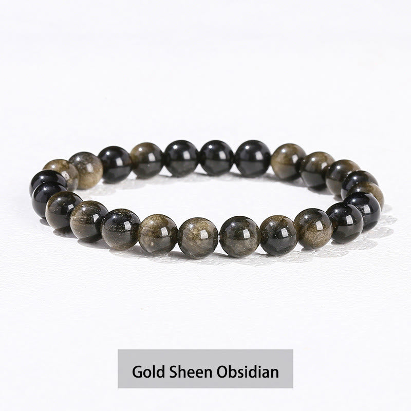 Buddha Stones Various Crystal Stone Amethyst Green Aventurine Rose Quartz Healing Bracelet - Gold Sheen Obsidian - 10mm(Wrist Circumference 14-16cm) - image 8