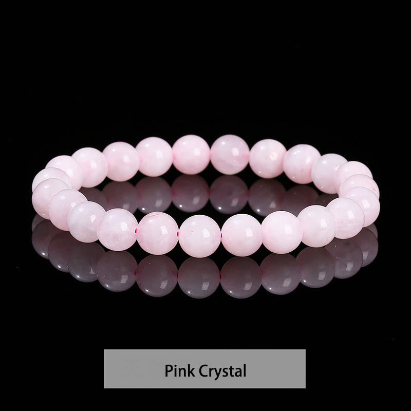 Buddha Stones Various Crystal Stone Amethyst Green Aventurine Rose Quartz Healing Bracelet - Pink Crystal - 10mm(Wrist Circumference 14-16cm) - image 18