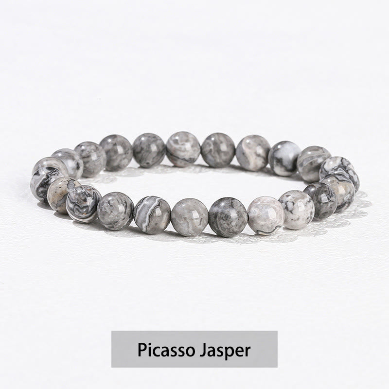 Buddha Stones Various Crystal Stone Amethyst Green Aventurine Rose Quartz Healing Bracelet - Picasso Jasper - 10mm(Wrist Circumference 14-16cm) - image 28