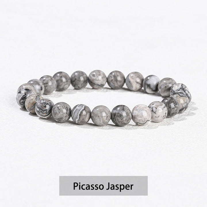 Buddha Stones Various Crystal Stone Amethyst Green Aventurine Rose Quartz Healing Bracelet - Picasso Jasper - 10mm(Wrist Circumference 14-16cm) - image 28