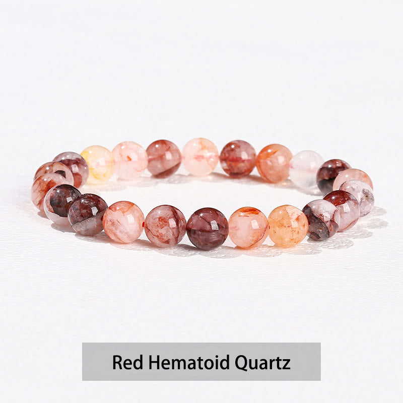 Buddha Stones Various Crystal Stone Amethyst Green Aventurine Rose Quartz Healing Bracelet - Red Hematoid Quartz - 10mm(Wrist Circumference 14-16cm) - image 26