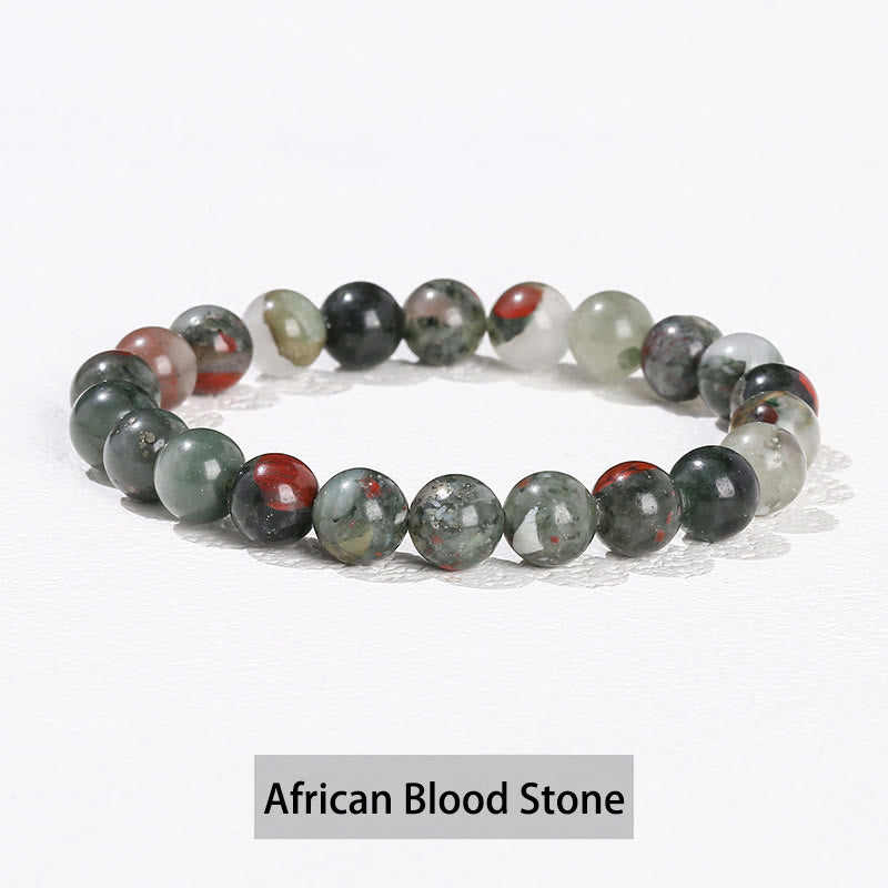Buddha Stones Various Crystal Stone Amethyst Green Aventurine Rose Quartz Healing Bracelet - African Blood Stone - 10mm(Wrist Circumference 14-16cm) - image 30