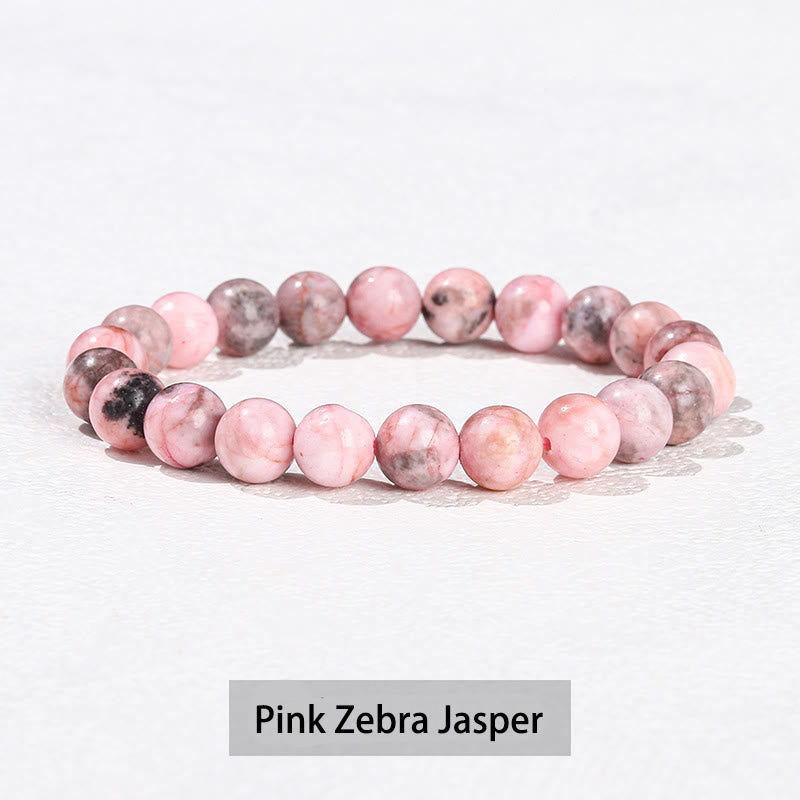 Buddha Stones Various Crystal Stone Amethyst Green Aventurine Rose Quartz Healing Bracelet - Pink Zebra Jasper - 10mm(Wrist Circumference 14-16cm) - image 31
