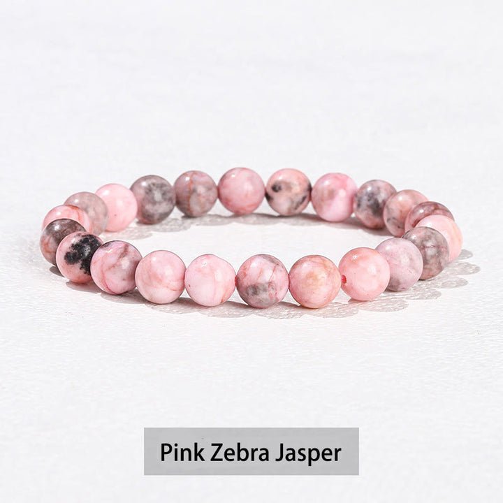 Buddha Stones Various Crystal Stone Amethyst Green Aventurine Rose Quartz Healing Bracelet - Pink Zebra Jasper - 10mm(Wrist Circumference 14-16cm) - image 31