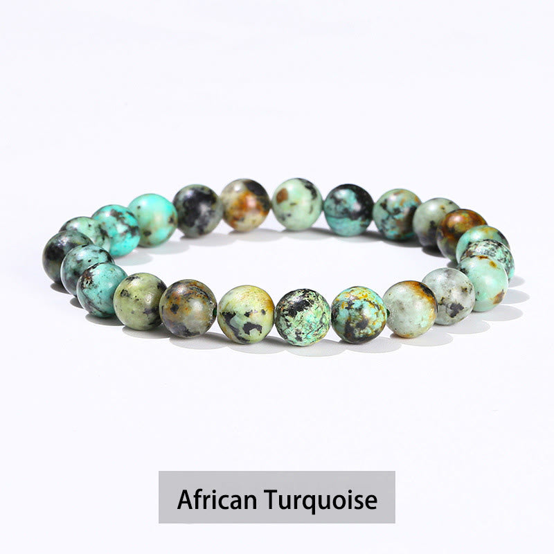 Buddha Stones Various Crystal Stone Amethyst Green Aventurine Rose Quartz Healing Bracelet - African Turquoise - 10mm(Wrist Circumference 14-16cm) - image 42