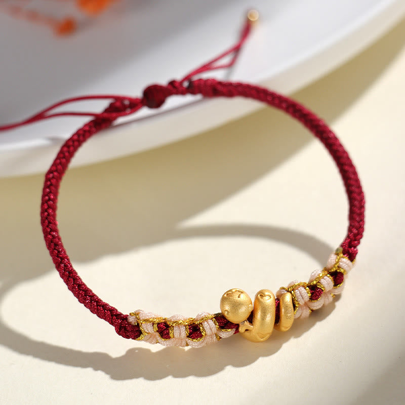 Buddha Stones Handmade 999 Sterling Silver Year Of The Snake Red String Heart Peach Blossom Luck Bracelet - image 10