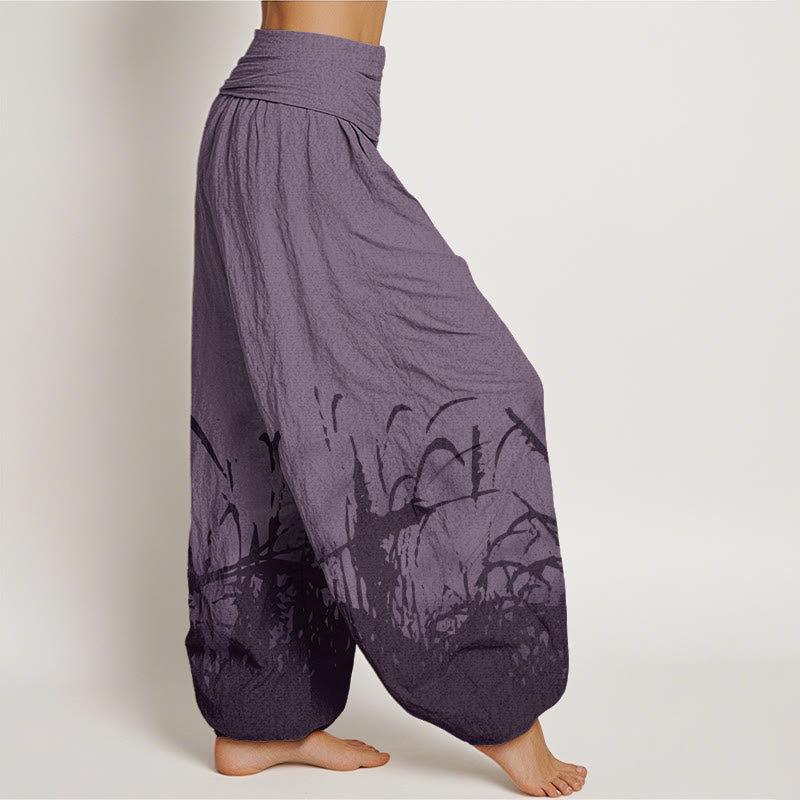 Buddha Stones Wild Grass Pattern Women's Elastic Waist Harem Pants - image 9