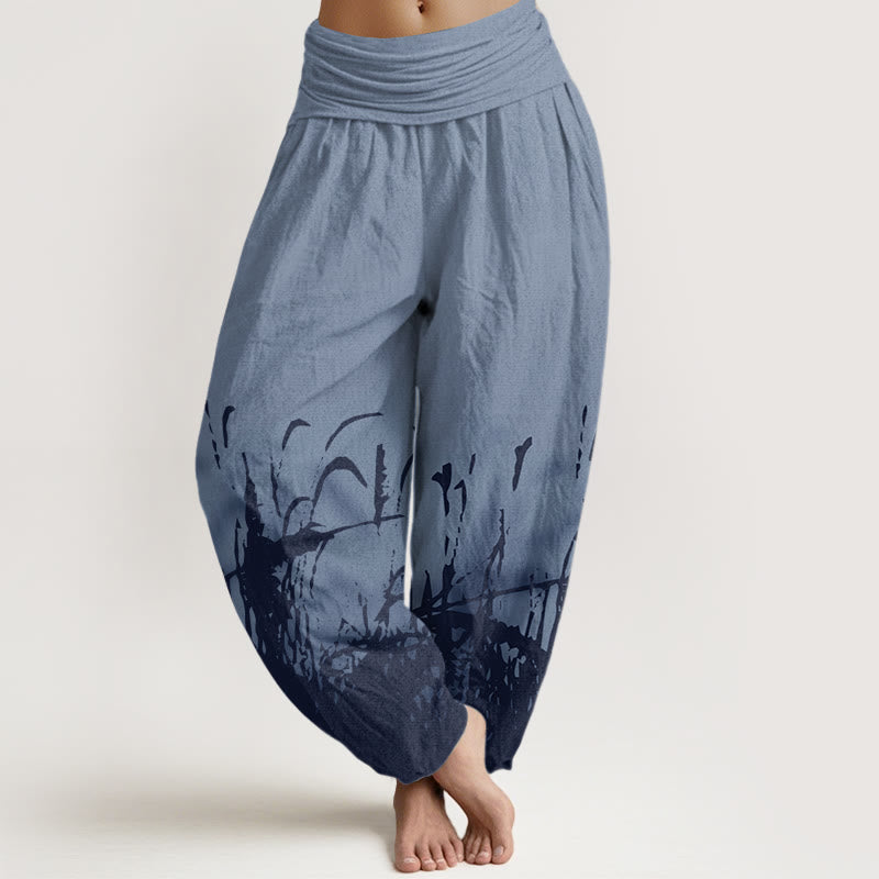 Buddha Stones Wild Grass Pattern Women's Elastic Waist Harem Pants - CornflowerBlue - US22,UK/AU26,EU54 (6XL) - image 5