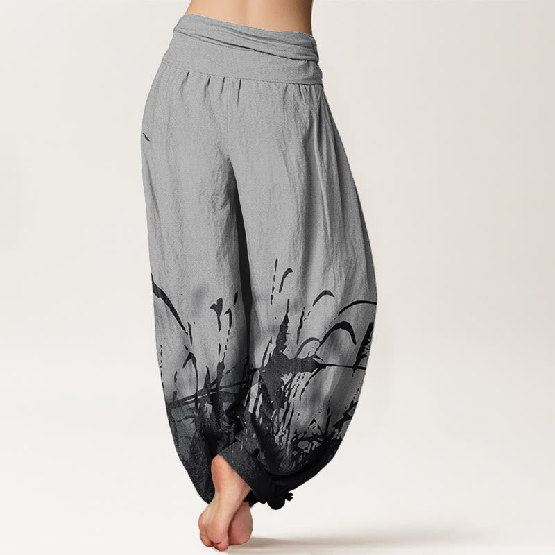 Buddha Stones Wild Grass Pattern Women's Elastic Waist Harem Pants - image 3