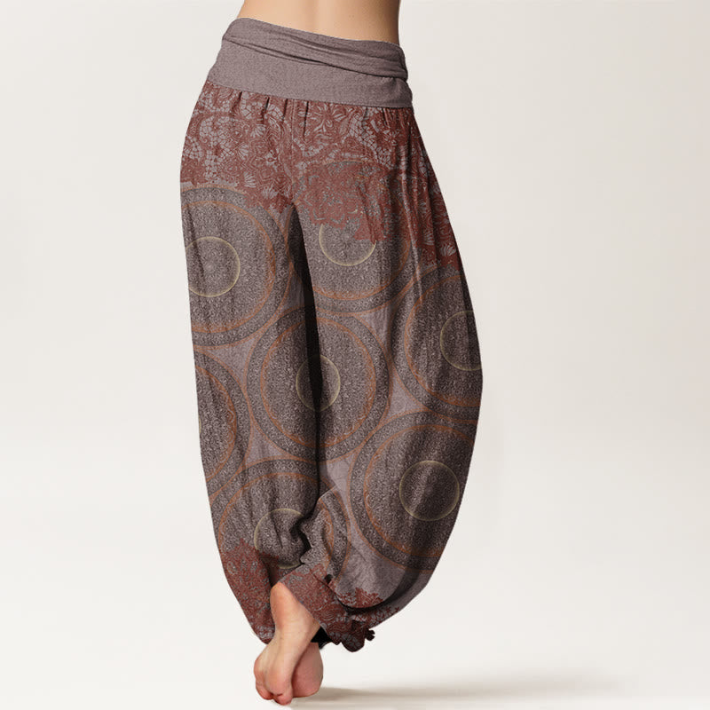 Buddha Stones Casual Flowers Compass Design Women's Elastic Waist Harem Pants - image 7