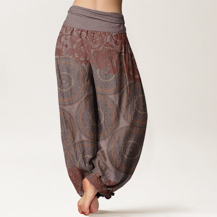 Buddha Stones Casual Flowers Compass Design Women's Elastic Waist Harem Pants - image 7