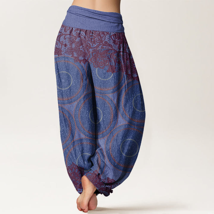 Buddha Stones Casual Flowers Compass Design Women's Elastic Waist Harem Pants - image 10