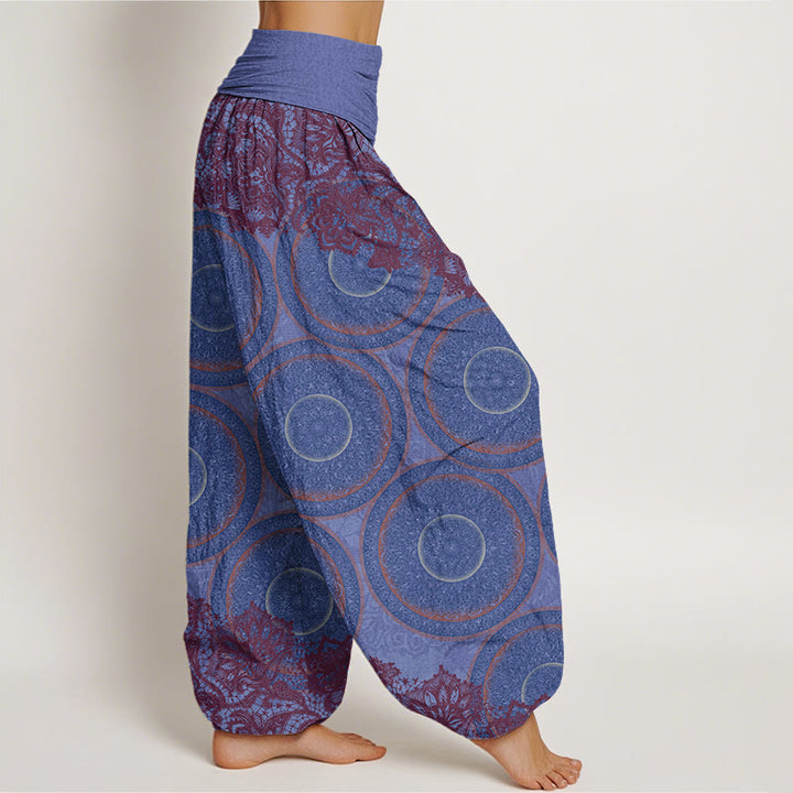 Buddha Stones Casual Flowers Compass Design Women's Elastic Waist Harem Pants - image 9
