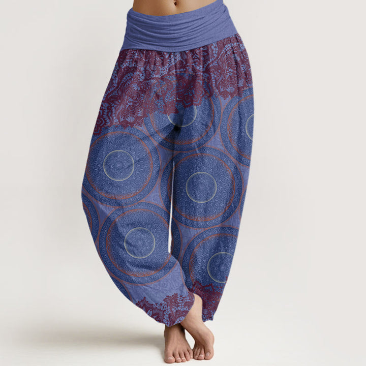 Buddha Stones Casual Flowers Compass Design Women's Elastic Waist Harem Pants - MediumSlateBlue - US22,UK/AU26,EU54 (6XL) - image 8