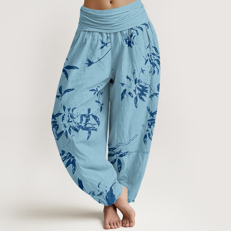 Buddha Stones Branch Pattern Women's Elastic Waist Harem Pants - DeepSkyBlue - US22,UK/AU26,EU54 (6XL) - image 5