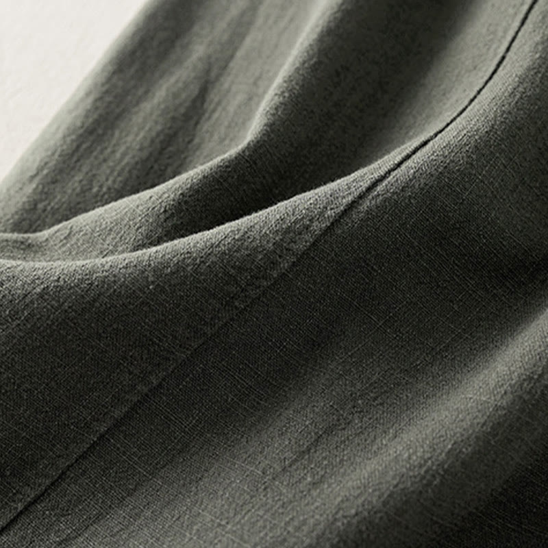 Buddha Stones Plain Color Cotton Linen Women's Pants With Pockets - image 6