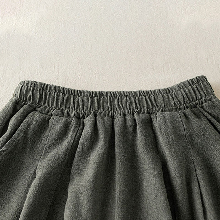 Buddha Stones Plain Color Cotton Linen Women's Pants With Pockets - image 4