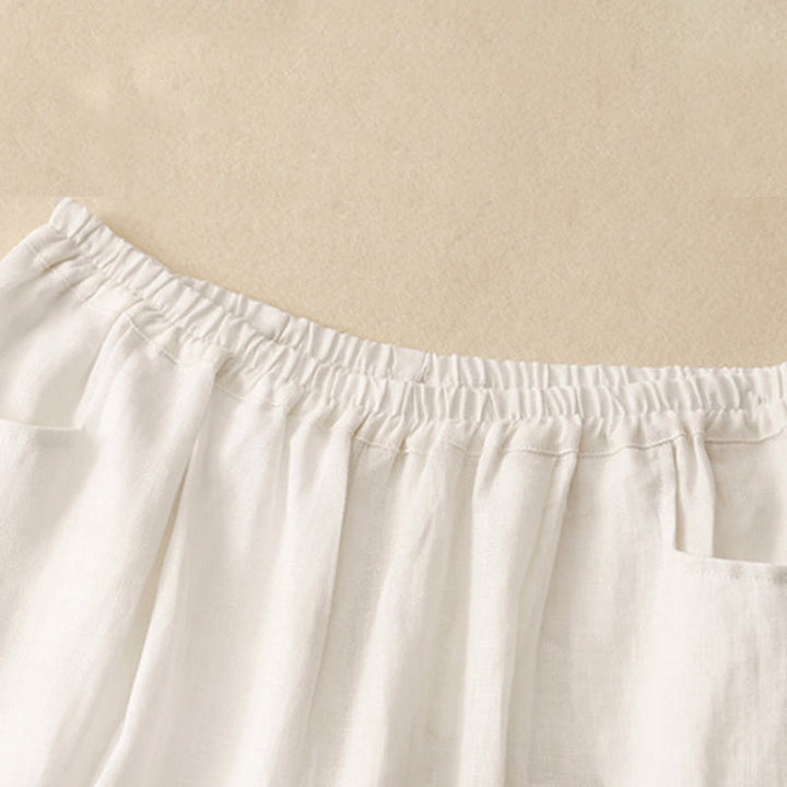 Buddha Stones Casual Plain Solid Color Linen Women's Pants With Pockets - image 14