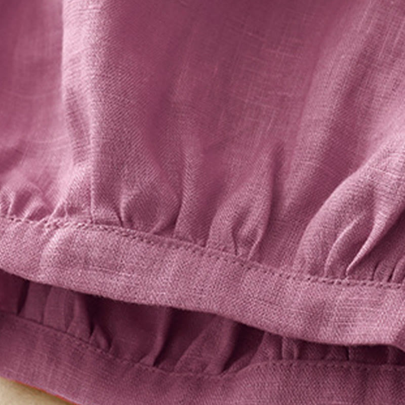 Buddha Stones Casual Plain Solid Color Linen Women's Pants With Pockets - image 11