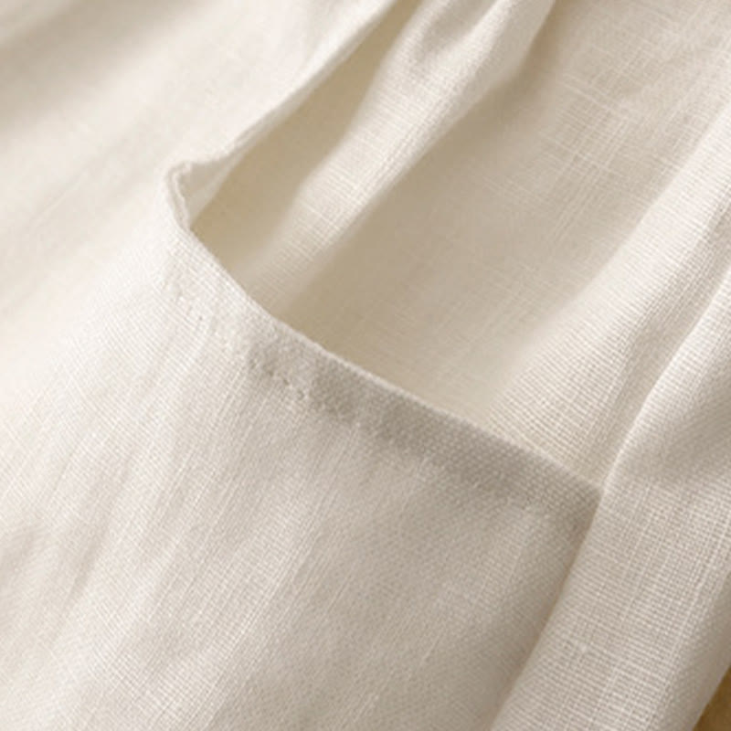 Buddha Stones Casual Plain Solid Color Linen Women's Pants With Pockets - image 16