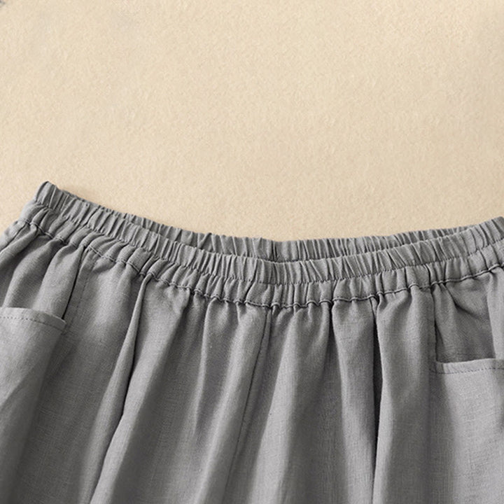 Buddha Stones Casual Plain Solid Color Linen Women's Pants With Pockets - image 19