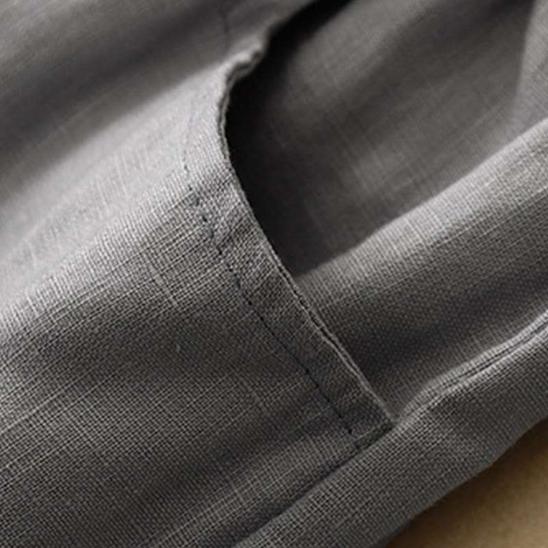 Buddha Stones Casual Plain Solid Color Linen Women's Pants With Pockets - image 21