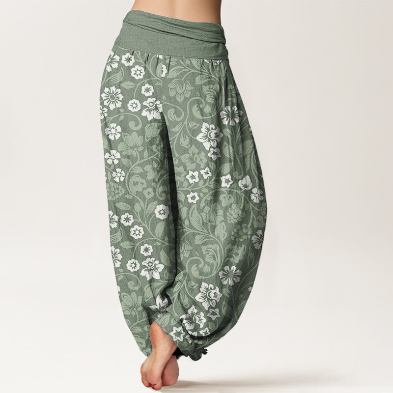 Buddha Stones Small Flowers Intertwining Branches Women's Elastic Waist Harem Pants - image 3
