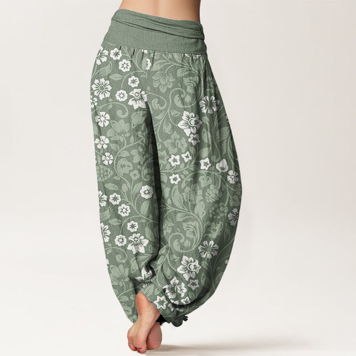 Buddha Stones Small Flowers Intertwining Branches Women's Elastic Waist Harem Pants - image 3