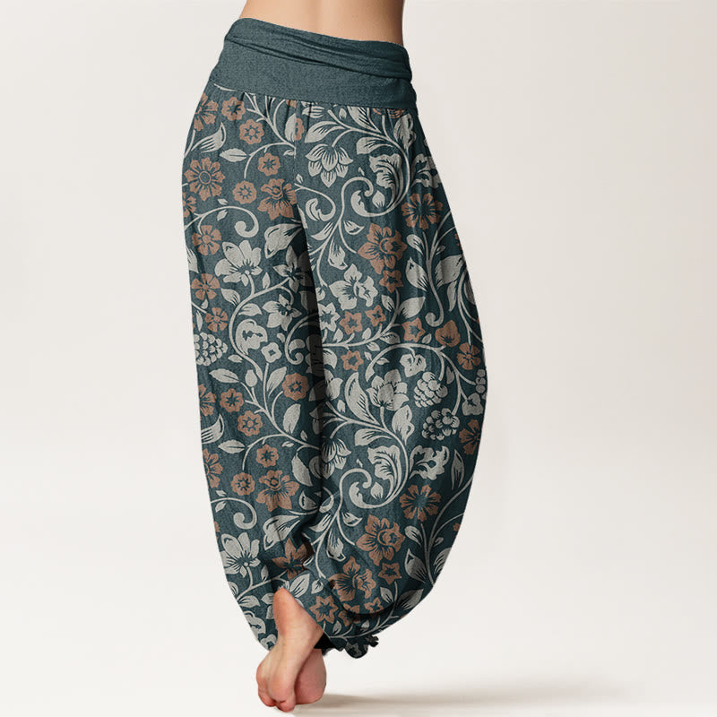 Buddha Stones Small Flowers Intertwining Branches Women's Elastic Waist Harem Pants - image 7