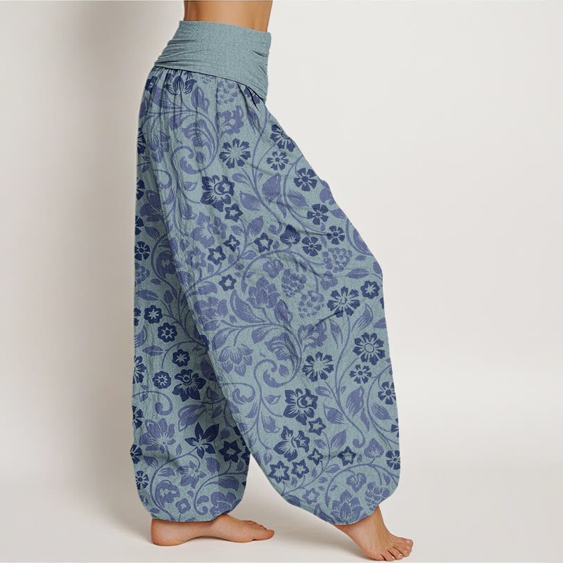 Buddha Stones Small Flowers Intertwining Branches Women's Elastic Waist Harem Pants - image 9