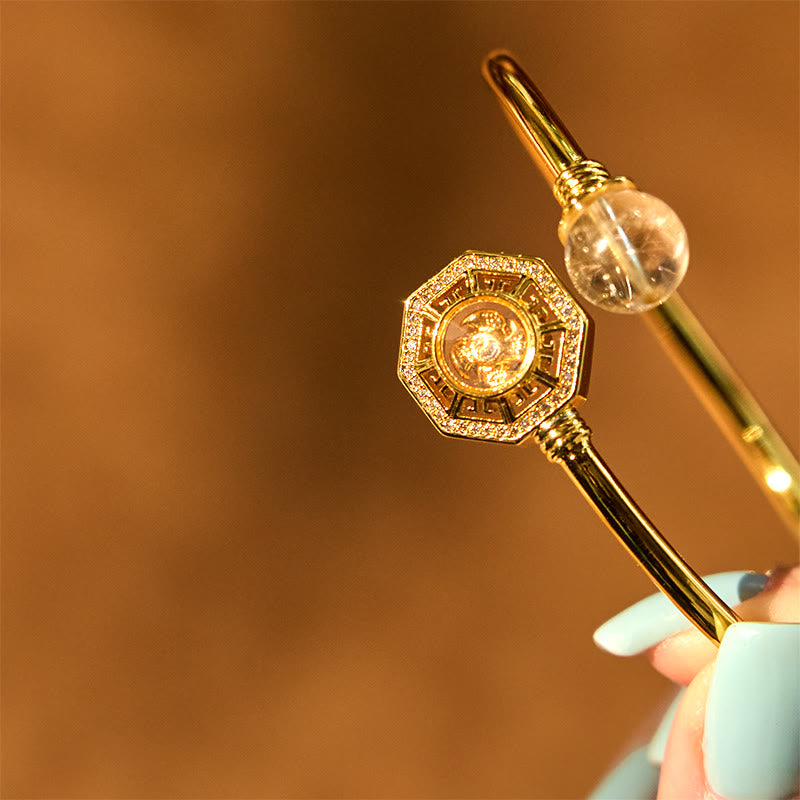 Buddha Stones Rutilated Quartz Copper Brass Rotatable Windmill Feng Sheng Shui Qi Courage Bracelet Bangle - image 7